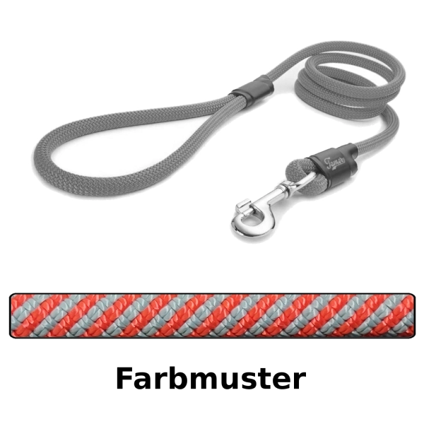 klassische Hundeleine - L - 175cm - rot und grau swirl